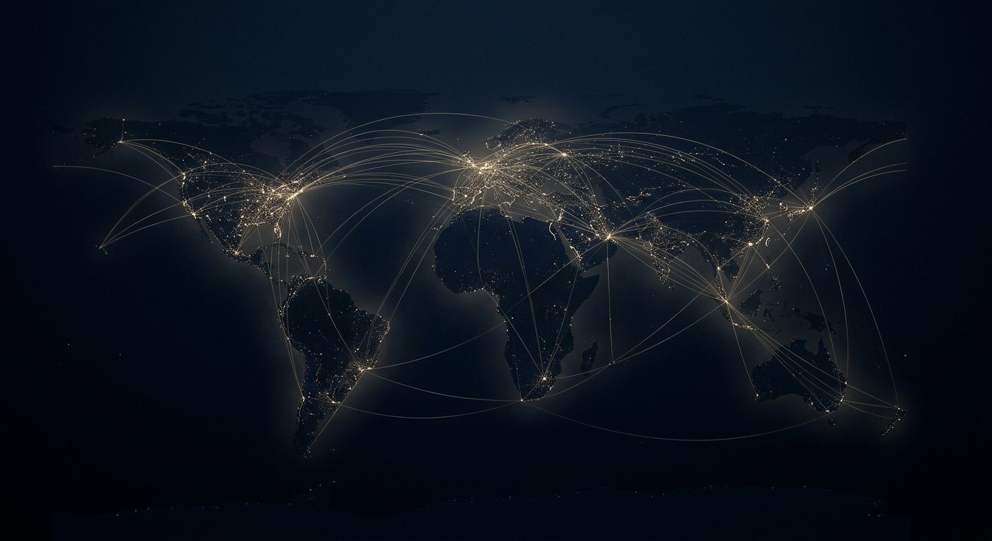 Réseau mondial de connexions entre continents